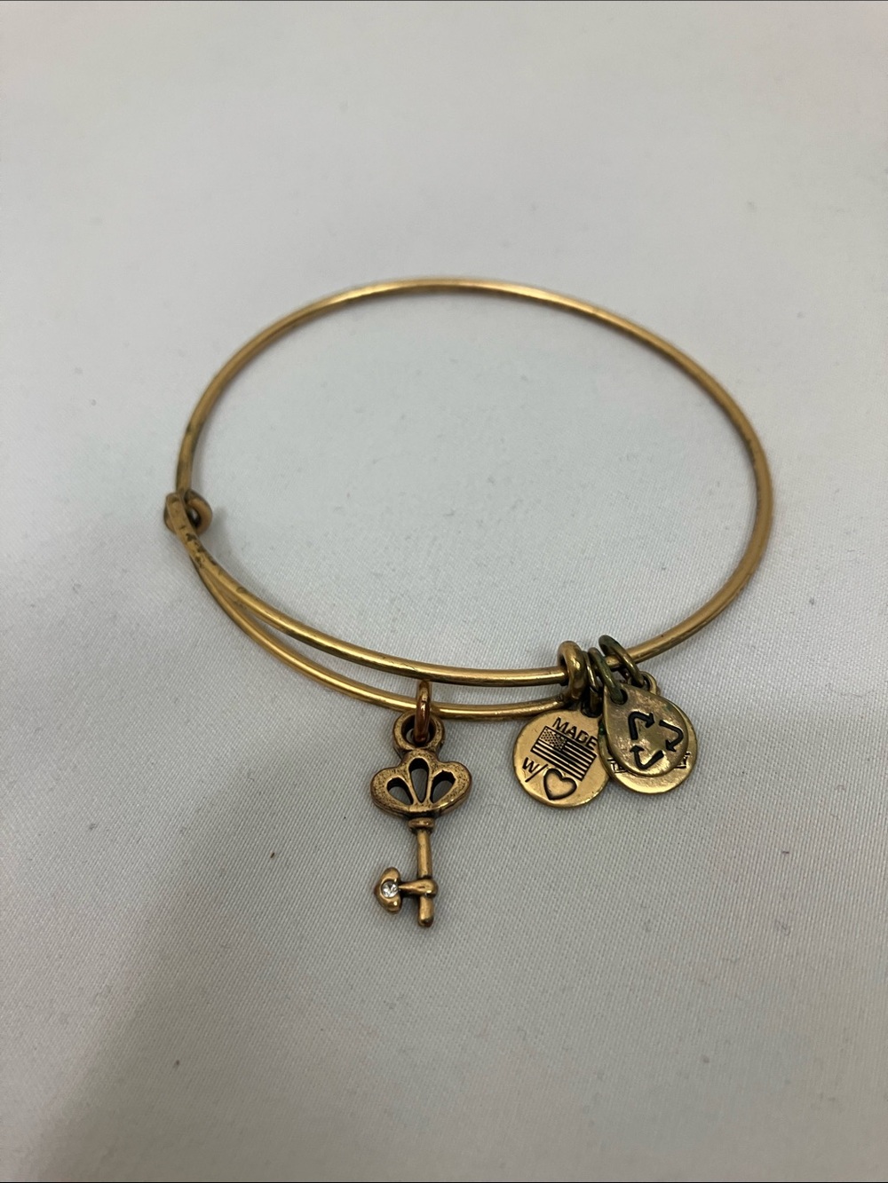 Alex and Ani Gold Key Adjustable Charm Bangle Bracelet